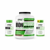 1 Iron Works Green 2200g + 1 Vit Min 60 gélules + 1 Omega Pro 90 Softgels - FIRST IRON SYSTEMS